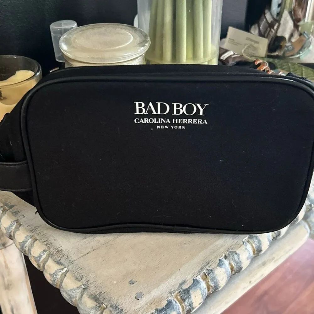 Carolina Herrera bad boy black  men's toiletry bag travel bag valet